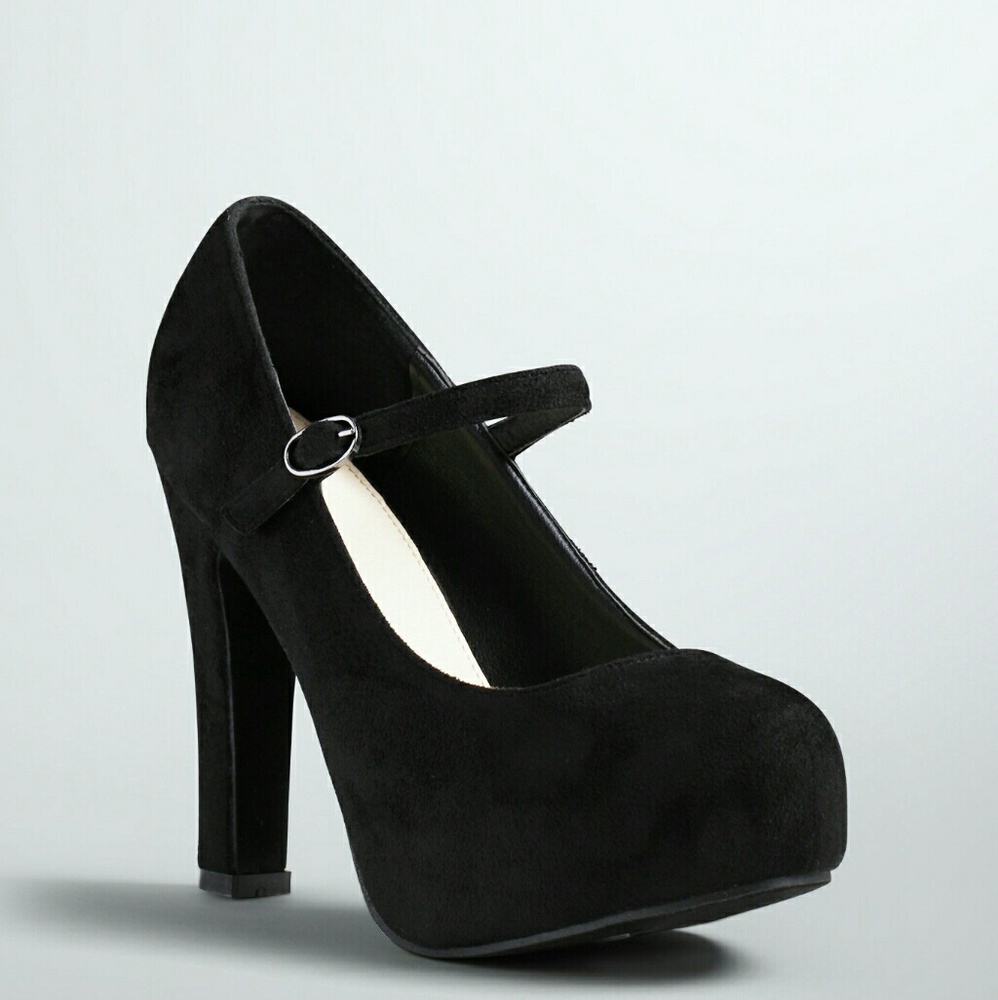 Faux Suede Mary Jane Heels